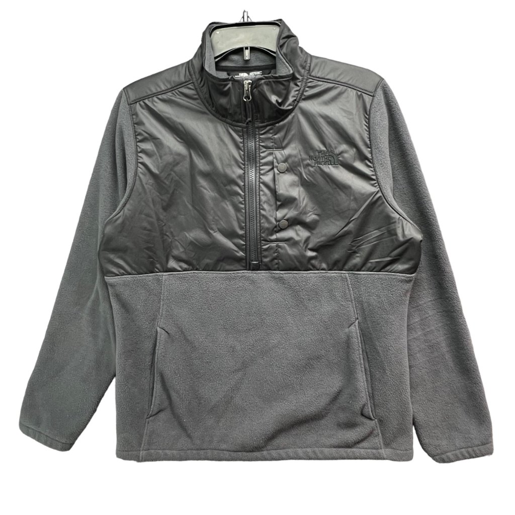 The North Face Womens Tundra Fleece Pullover L Black Gray Half Zip Mock Neck